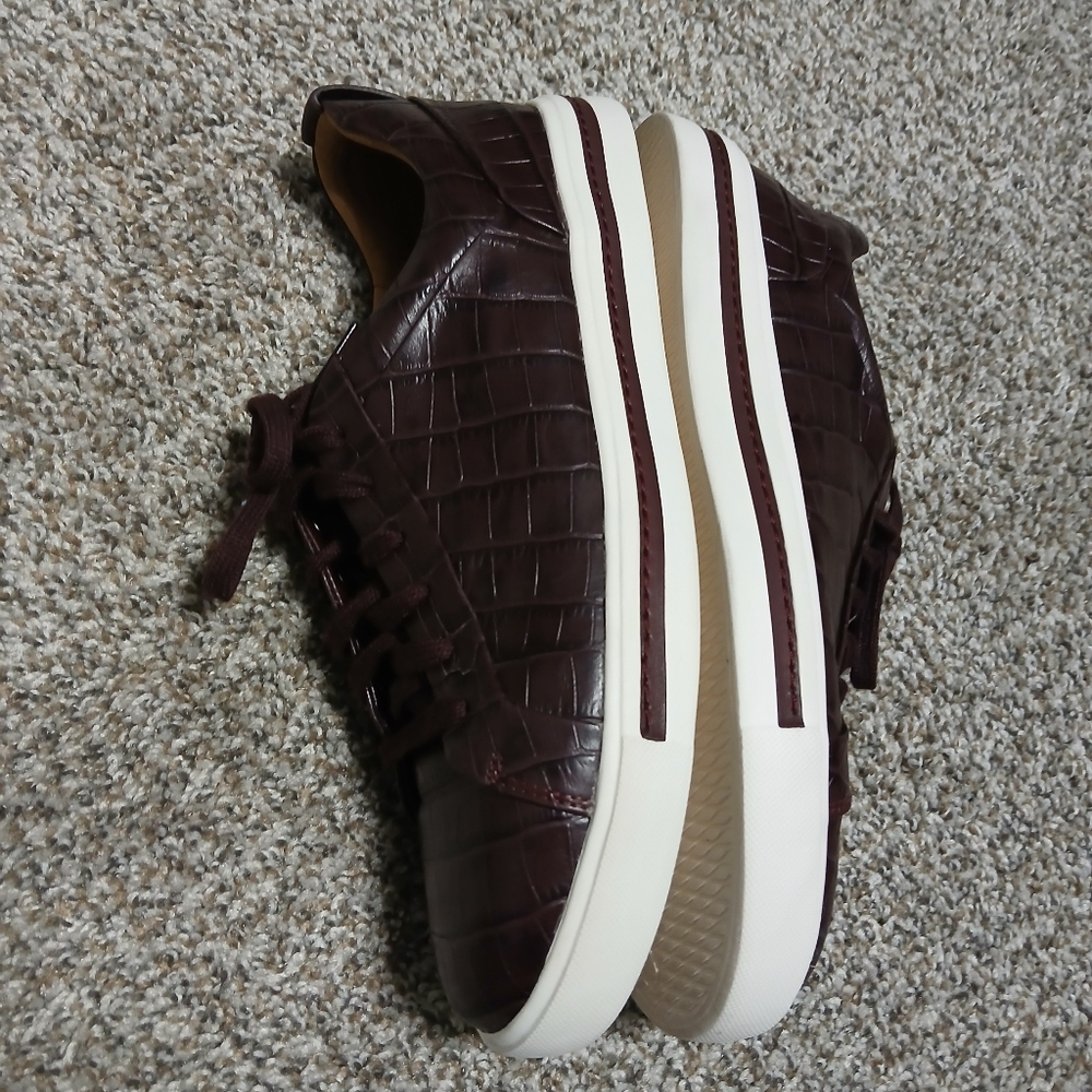 Clarks Women's Derby‎ Brown Low-Top Leather Tennis Shoes Sneaekrs  9 - Picture 11 of 14